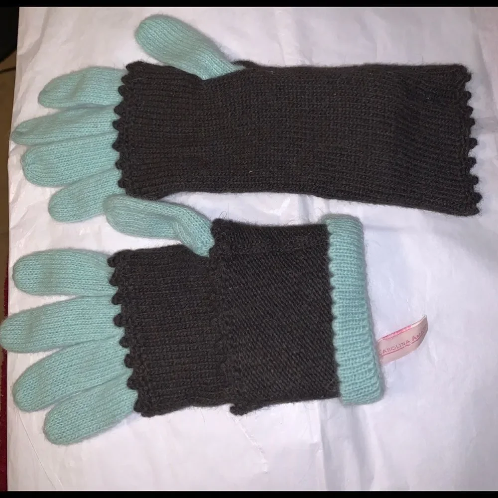 Carolina Amato wool blend overlay gloves